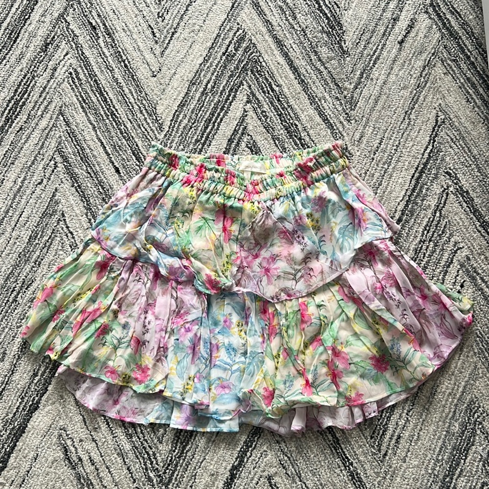 LoveShackFancy Womens Floral Mini Skirt Size Small